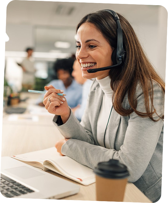 Customer support representative answering questions
